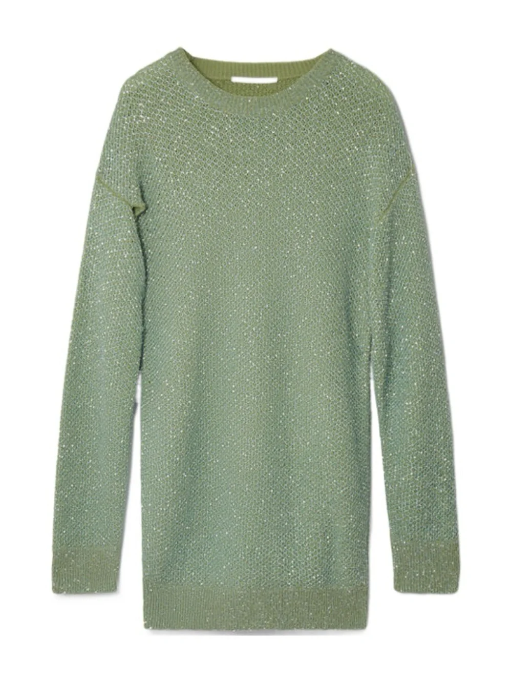 Stella McCartney Sequined Wool-Blend Mini Sweater Dress Light Green size Large
